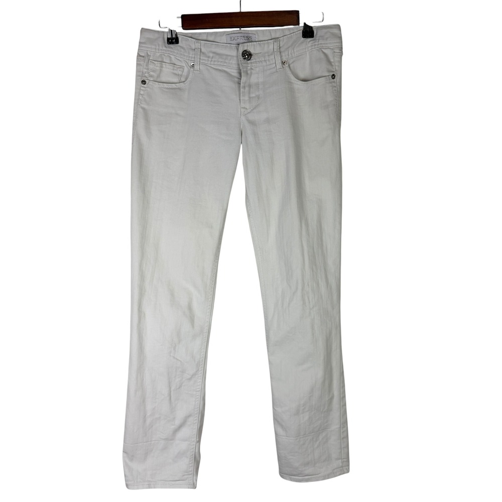 Express Jeans Stella Cropped Skinny White Low Rise Denim Pants Women's 2